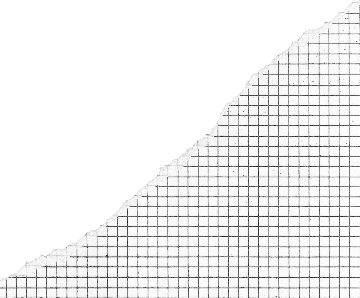 Black and White Graph Paper with One Side Ripped at an Angle